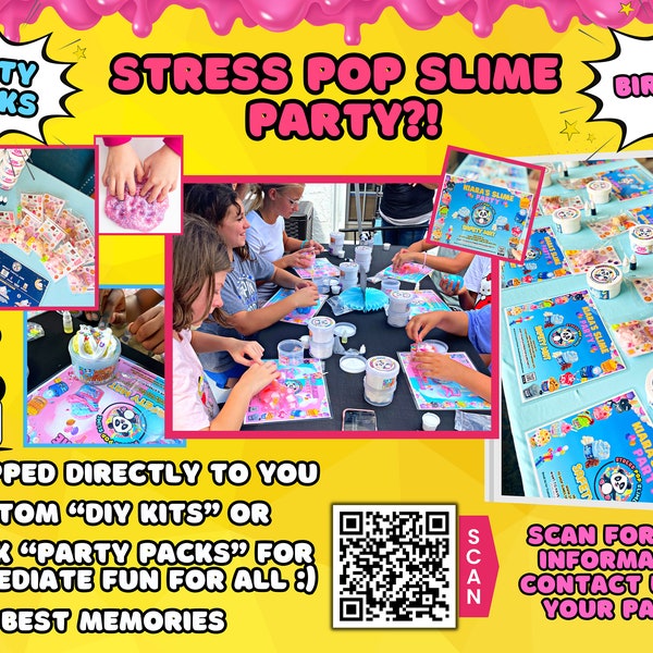 SLIME PARTY Custom Birthday Party Pack - Stress Pop Slime DIY Slime Party Kit