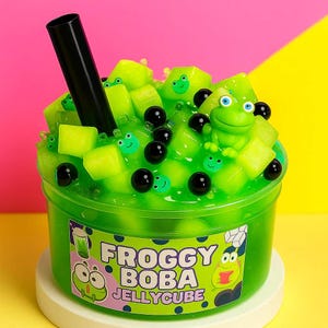 Froggy Boba Jelly Cube Slime | Cucumber Melon Scent