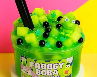Froggy Boba Jelly Cube Slime | Cucumber Melon Scent