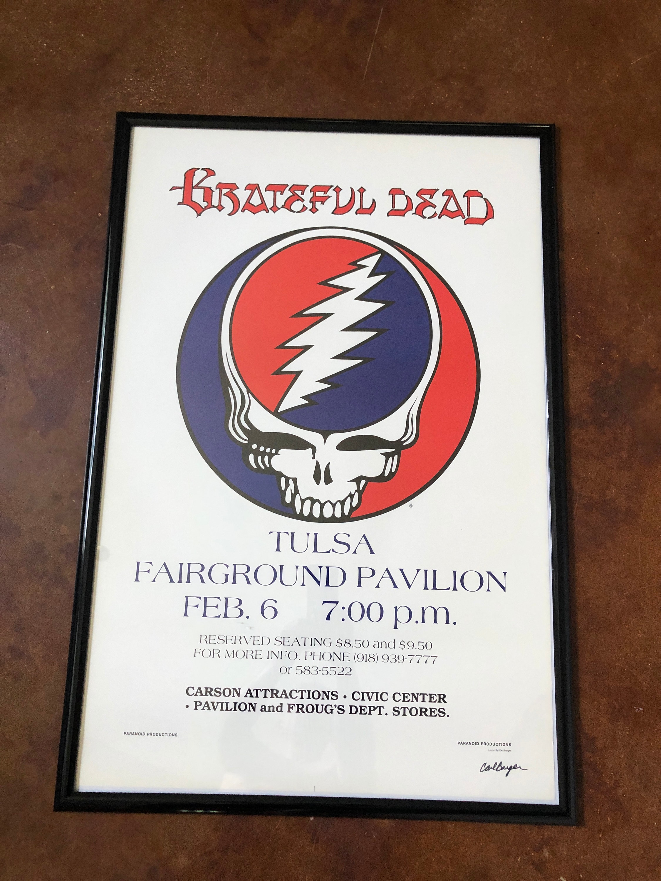 u*3様 GRATEFUL DEAD vintage poster Grateful Dead Poster Vintage Tulsa, OK 1979 Original Rare Artist