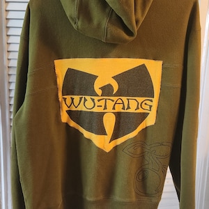 Wu-Tang Band Patch On Green Seedless Zip-Up Hooded Jacked