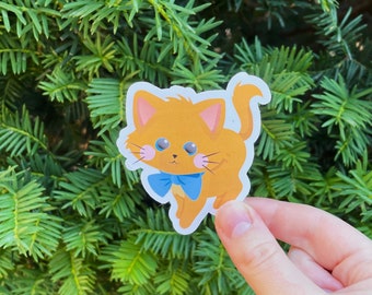 Blue Bow Kitten Sticker | Cat Sticker | Toulouse Sticker | Aristocats Inspired | iphone laptop planner water bottle