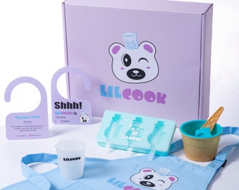 NEW Blue LilCook Ice Cream Set for 4 - 9 Years Old Kids, Christmas Cooking Set Montessori Education, Birthday Gift Set for Child, Wishlist