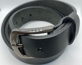 Black Leather Belt, Men's Dress Belt, Full grain leather belt, Heavy duty belt, Made in USA, Mens leather work belt, black dress belt
