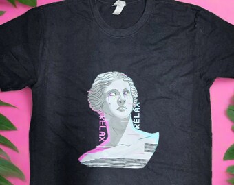 Venus De Milo Vaporwave Vintage Tee - Glitch, Synthwave Outrun Aesthetic, Neon Retro, Relax Lofi, Greek Statue, Unisex