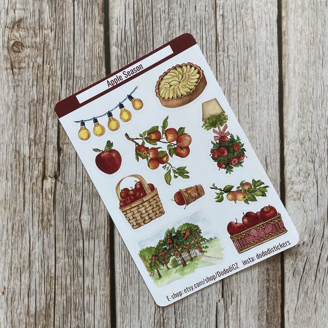 Sticker Sheet Apple Season | Pre-cut Journal Stickers | Planner | Paper ...