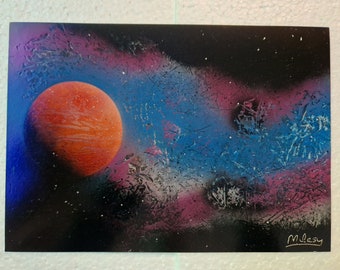 Blood Orange Moon Spray Paint Art