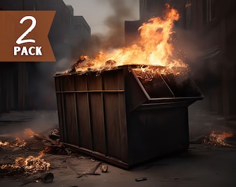 Dumpster Fire Set of 2 Virtual Background for Zoom Meeting Video Conferences Set 1