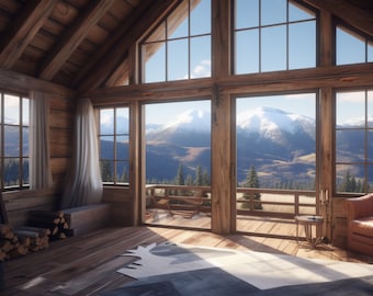 Cabin Mountain View Virtual Background for Zoom Meeting Video Conferences