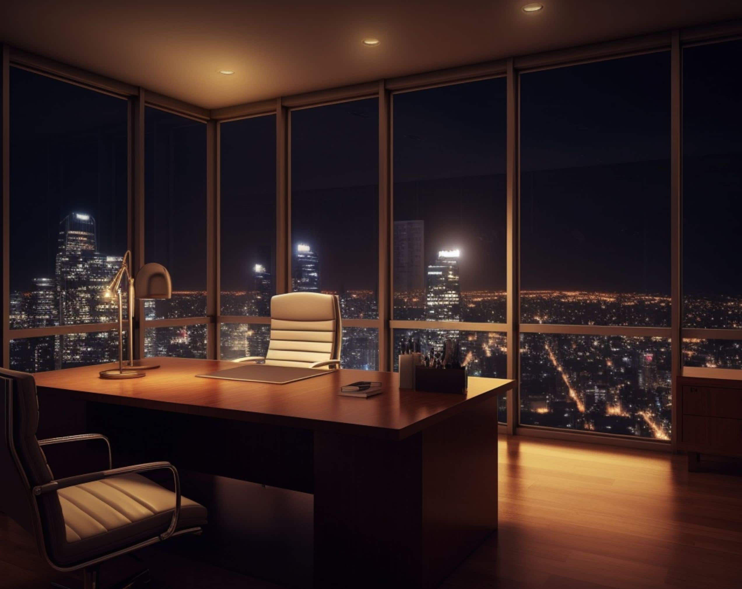 Night Cityscape Office Virtual Background for Zoom Meeting Video Conferences