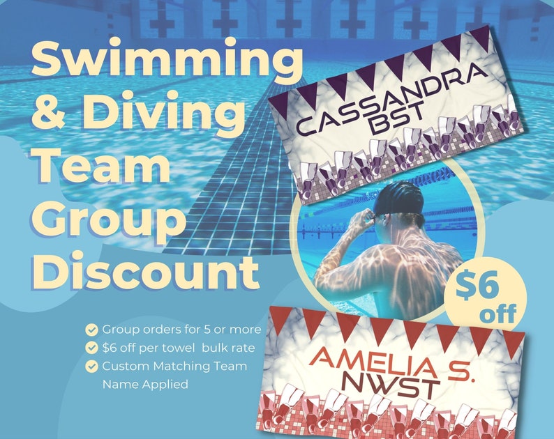 Custom Swimmer Beach Towel Custom Swim Team Towel 30x60 Etsy