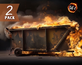 Dumpster Fire Set of 2 Virtual Background for Zoom Meeting Video Conferences Set 2