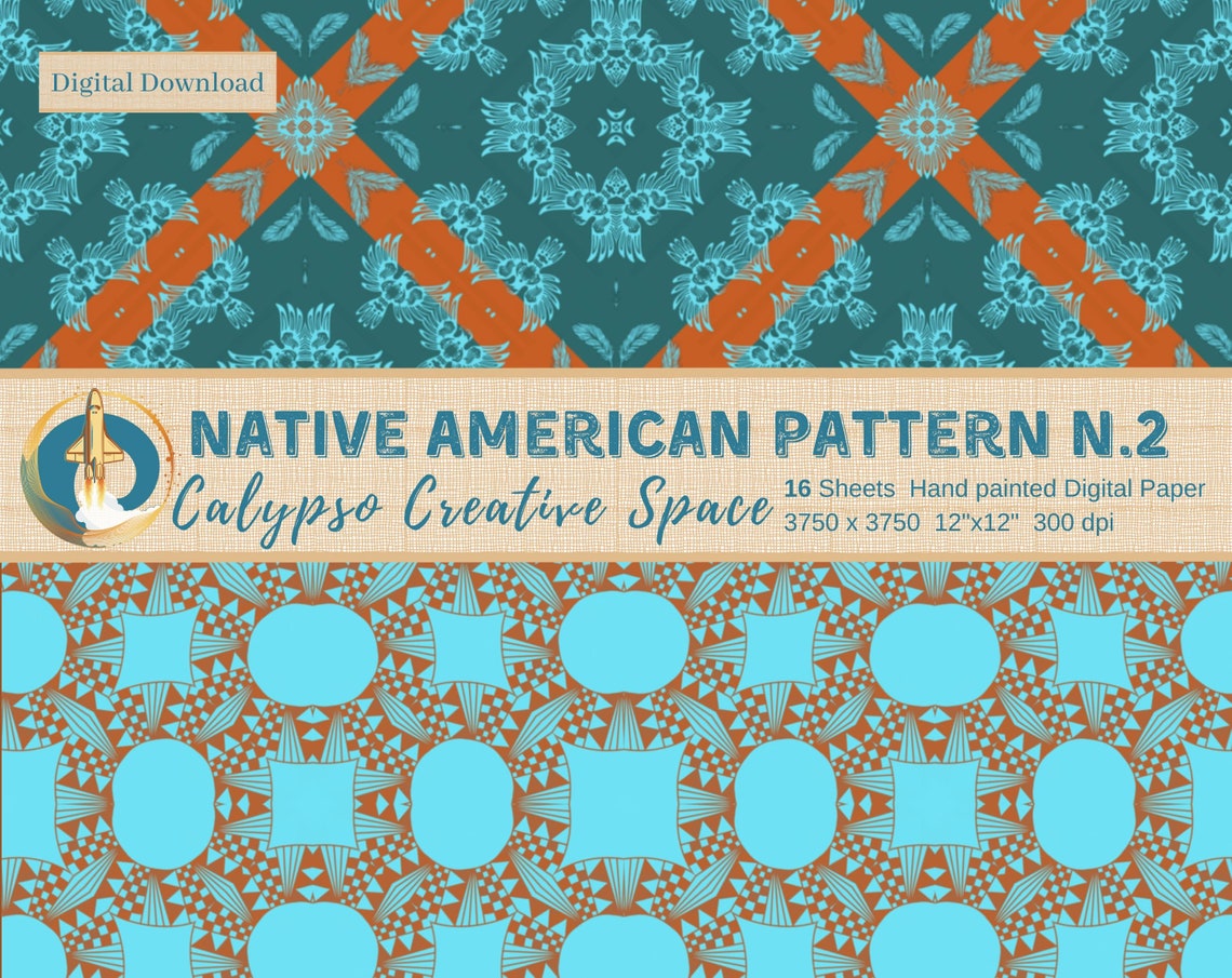 Native American Pattern Digital Paper Set No2 Instant Download Hand ...