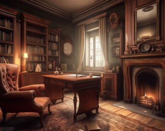 Old English Study V Virtual Background for Zoom Meeting Video Conferences