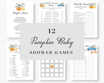 Pumpkin Baby Shower Games | Girl Baby Shower | Autumn Baby Shower Games | Little Pumpkin Baby Shower | Printable Bundle