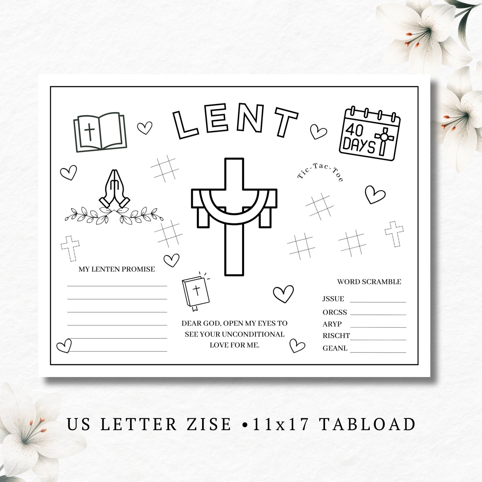 Lent Activity Coloring Placemat,activity Placemat, Sunday School Lesson ...