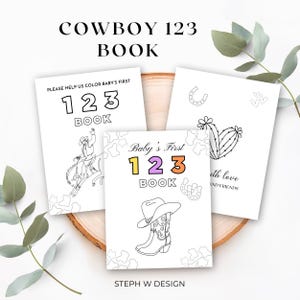 Western Cowboy 123 Coloring Book, Baby&#39;s First 123 Book, Printable Cowboy Numbers, Rodeo Baby Shower, Activity Book, Western Theme
