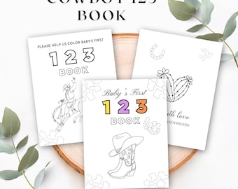 Western Cowboy 123 Coloring Book, Baby's First 123 Book, Printable Cowboy Numbers, Rodeo Baby Shower, Activity Book, Western Theme