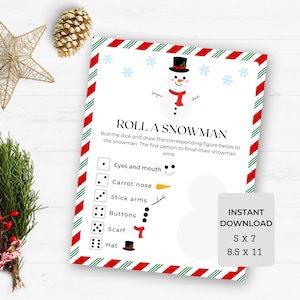 Roll A Snowman Game | Printable Christmas Game  For Kids | Build A Snowman Game | Fun Family Game | Kids Dice Game | Christmas Party Game