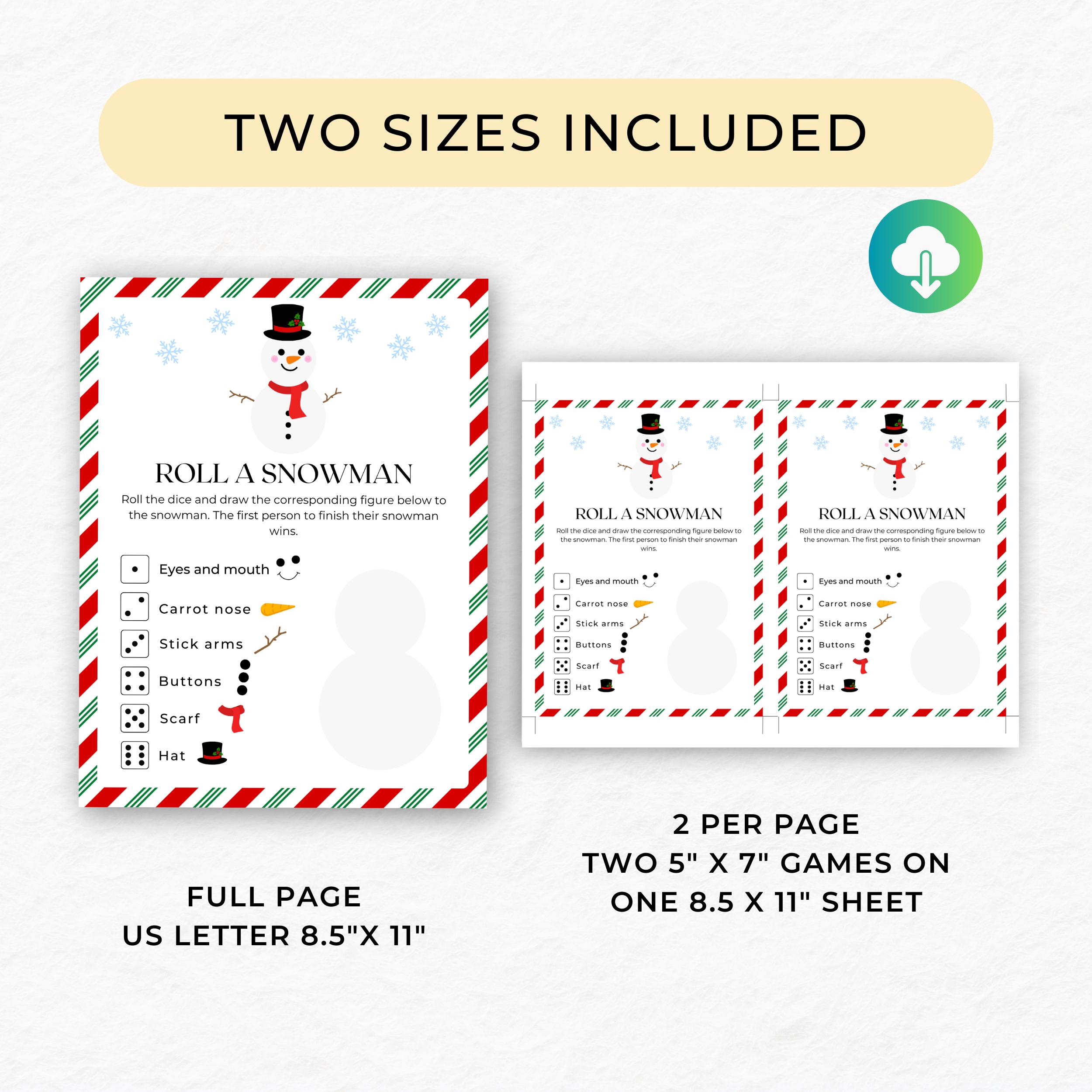 Roll A Snowman Game | Printable Christmas Game for Kids | Build A ...
