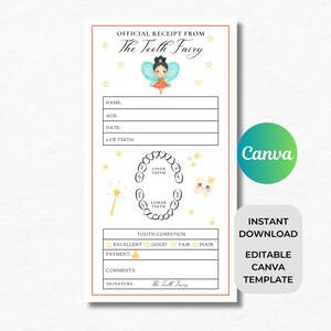 Certificado do Primeiro Dente | Dente Perdido | Surpresa da Fada do Dente | Bilhete da Fada do Dente | Recibo da Fada do Dente | Primeiro Dente das Crianças | Download Instantâneo
