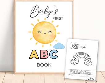 52 PAGES Baby Shower Abc Book | Baby Shower Game | Baby Alphabet Book | Printable Coloring Abc Book | My First Abc Book | Pdf Download