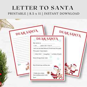Brief an Santa zum Ausdrucken, Lieber Santa Brief, Brief an Santa Vorlage, Kinderbrief an Santa, Weihnachtswunschliste, Brief an Santa Print