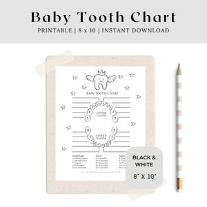 Carte de dentition bébé 8 x 10, cadeau de baby shower, coussin fée des dents, carte de dentition bébé, carte de fée des dents, carte des dents perdues, cadeau fée des dents