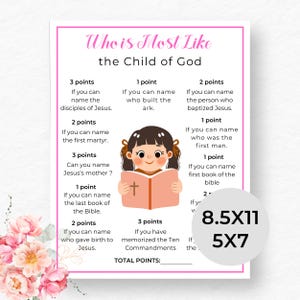 Bible Game Printable, Fun Christian Activity for Youth Groups, Sunday School Games, Who is Most Like Child of God Game, Church Party Games