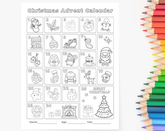 Christmas Countdown,Christmas Activity, Christmas Coloring, Advent Calendar Kids,Advent Coloring Page, Countdown Calendar,Christmas Calendar