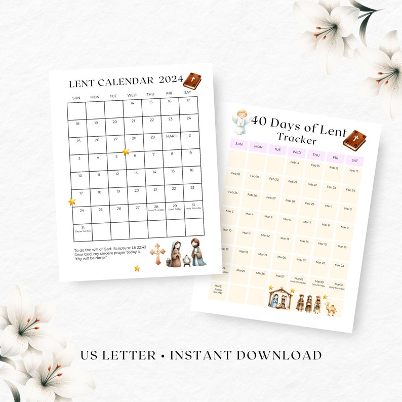 Lenten Calendar 2024 Lenten Calendar Printable Lenten Calendar Easter