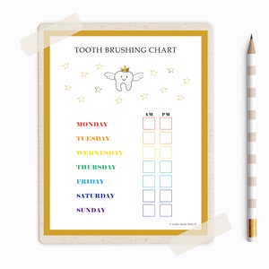 Tableau imprimable de brossage des dents 8 x 10, tableau de brossage des dents, brossage des tout-petits, routine pour enfants, liste de contrôle de brossage des dents, programme de brosse à dents