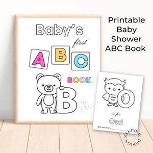 Baby Shower ABC Book, Baby&#39;s First ABC Book , Baby Alphabet Book, ,Personalized Coloring Activity, Baby Shower Keepsake,Digital download