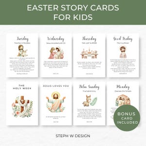 Ostergeschichtenkarten für Kinder, christliche Osterkartenpaket, Adventsschriftkarten, Karwochenstudie, druckbare Devotionalie, Osterstudienkarten