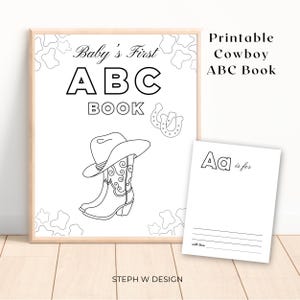 Western Cowboy Blank ABC Coloring Book, Cowboy Baby Shower, Printable Cowboy Alphabet, Western Baby Shower Activity, Rodeo Baby Shower