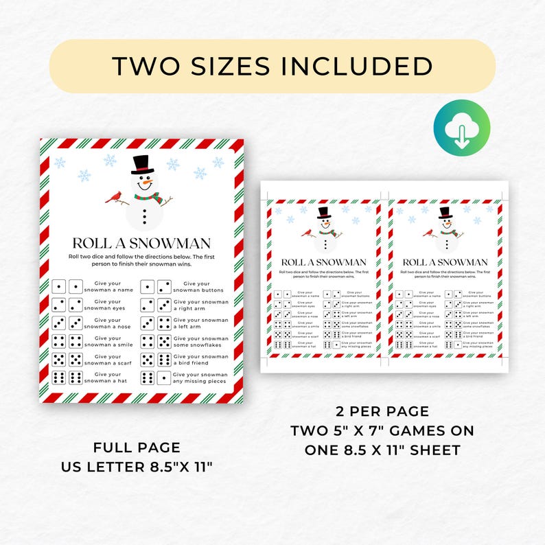 Roll A Snowman Game | Printable Christmas Game for Kids | Build A ...