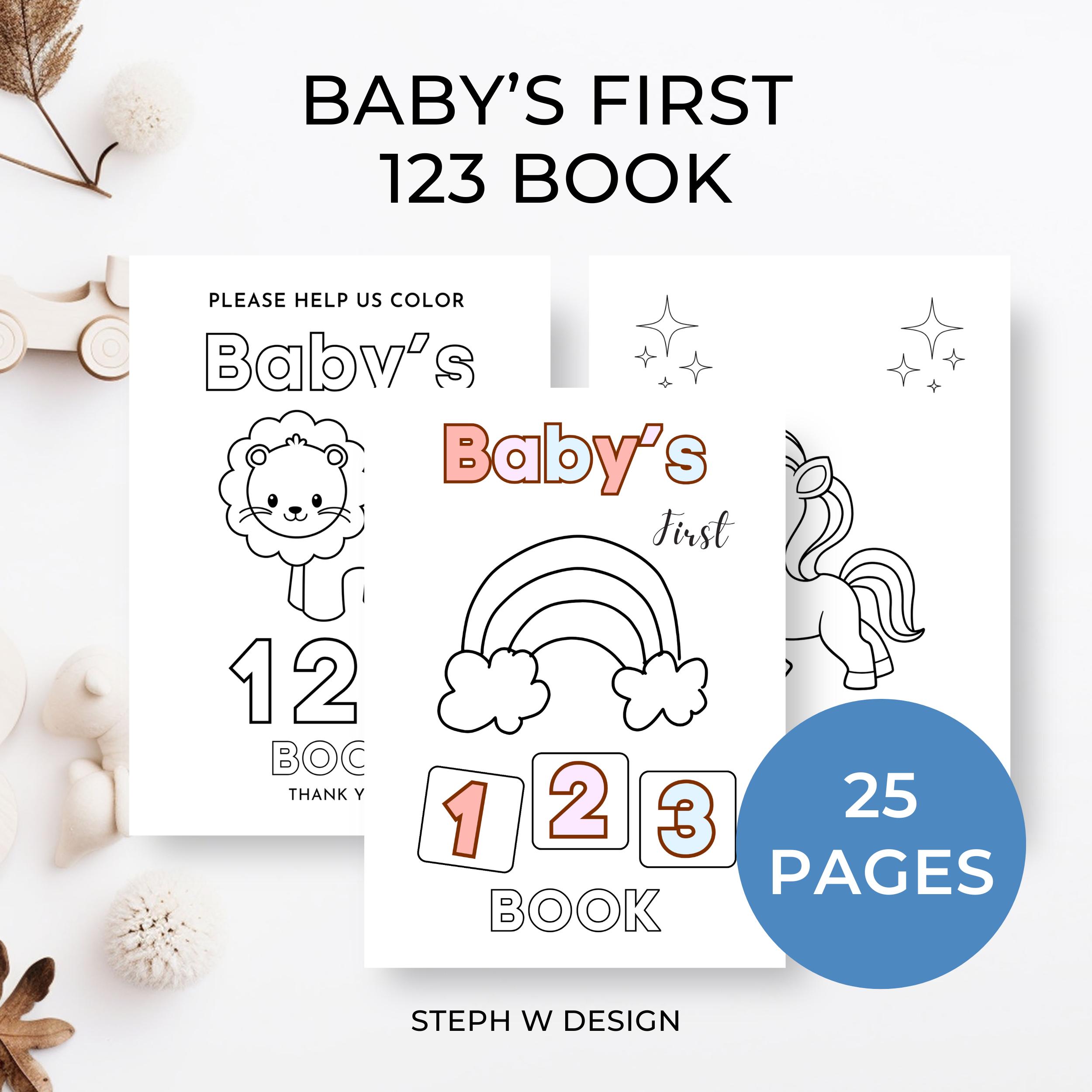 Baby Shower 123 Book, Baby's First Coloring Book,printable Baby Shower ...