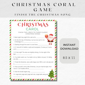 Christmas Song Trivia Game, Christmas Carol Game, Finish the Lyrics Game, Christmas Song Game, Christmas Finish the lyric, Christmas Song