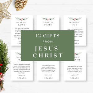 12 Gifts from Jesus Christ, Christmas Scripture Cards, Advent Scripture Cards,Printable, Christmas Gift, Missionary Gift, Digital Download