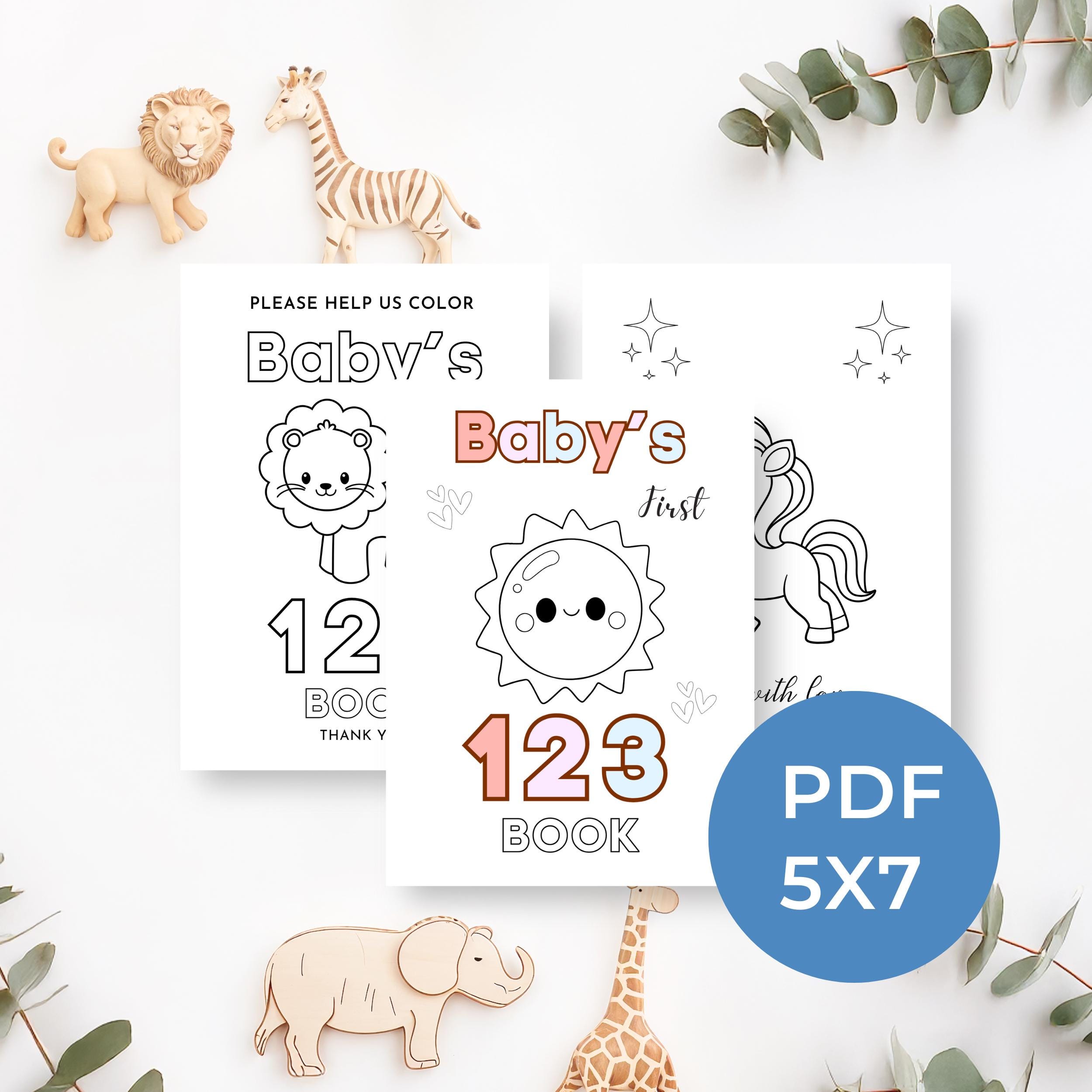 Baby Shower 123 Book, Baby's First Coloring Book,printable Baby Shower ...