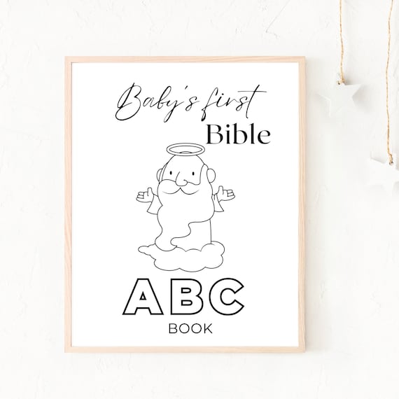Baby's First Bible ABC Book, Baby Shower Bible Abc Book, Baby Shower Game, Baby Alphabet Book, Baby Shower Activities, Bible Coloring Book