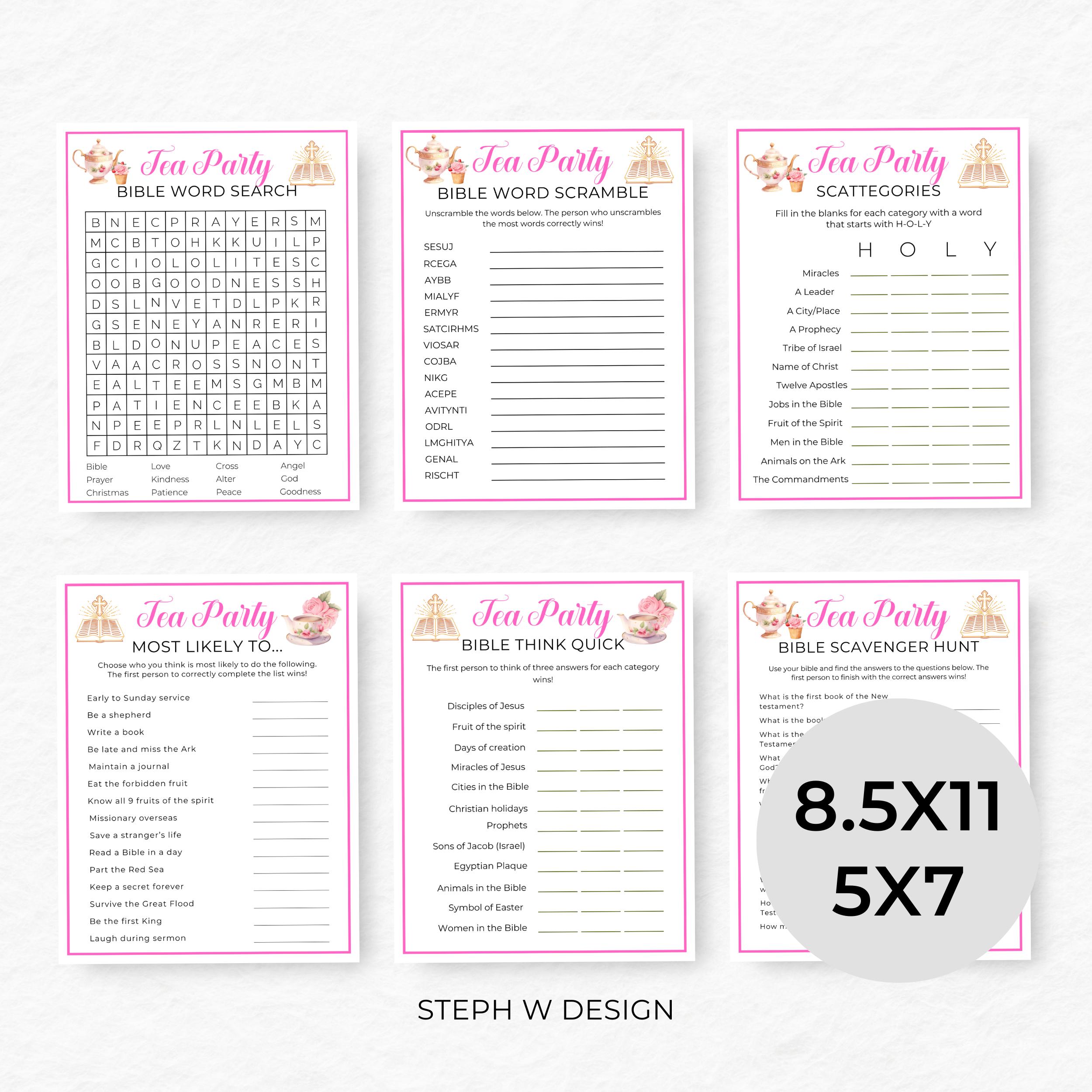 Christian Tea Party Games, Bible Trivia Activities, Women's Ministry ...