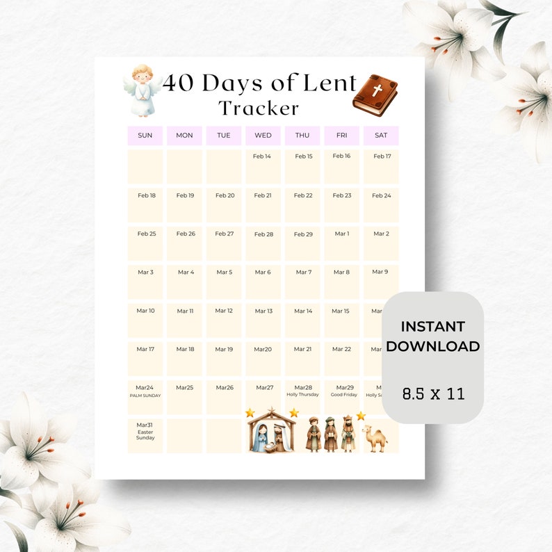 Lenten Calendar 2024 Lenten Calendar Printable Lenten Calendar Easter