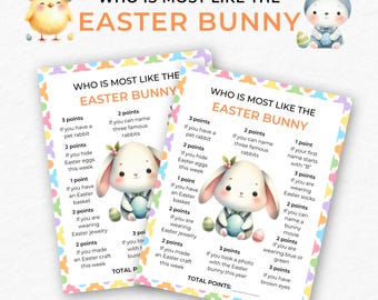 Who Is Most Like The Easter Bunny Game, Easter Bunny Game, Easter Party Game, Easter Family Games, Printable Game, Easter Game For Kids,