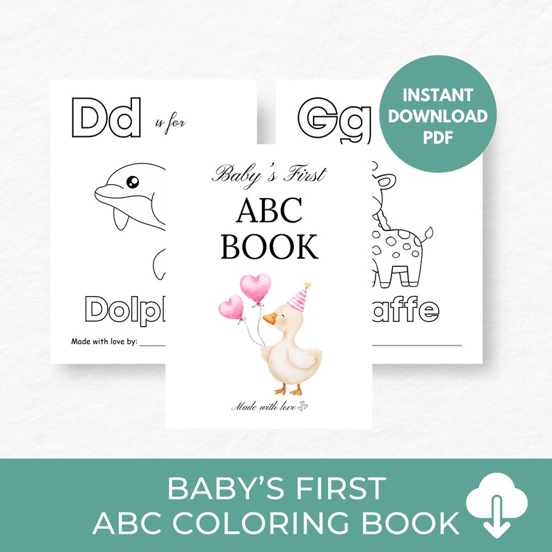 Rybuf Silly Goose Baby Shower Activity, Printable ABC Coloring Book, Baby's ...