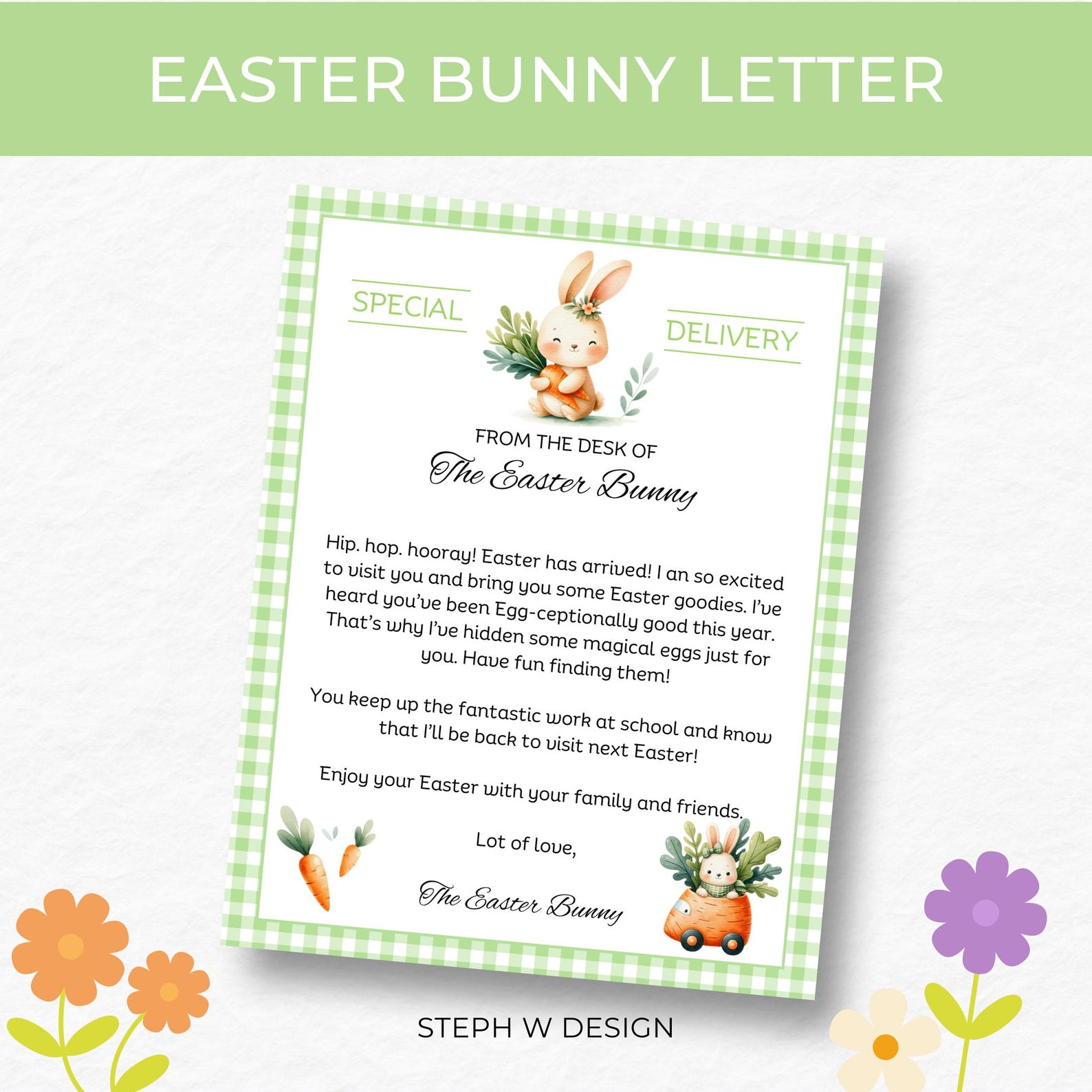 Easter Bunny Letter, Letter From Easter Bunny, Printable Easter Letter ...