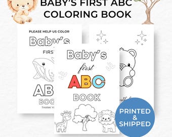 Printed 5x7 Baby Shower ABC Book, Baby's First ABC Book , Baby Alphabet Book, ,Personalized Coloring Activity, Baby Shower Keepsake