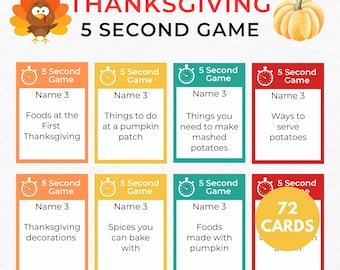 Thanksgiving 5 Second Game | Printable Thanksgiving Game | Thanksgiving Activity For Kids and Adults | Thanksgiving Party | Holiday Game