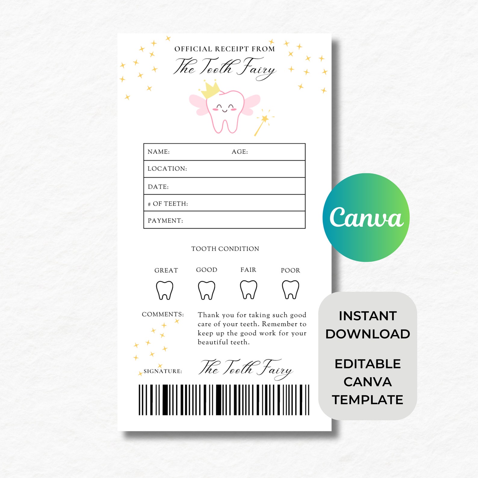 Editable First Tooth Certificate | Lost Tooth | Tooth Fairy Surprise ...