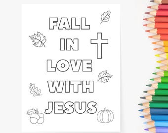 Sunday School Activities, Fall in Love With Jesus Coloring Page,Church Activities,Church Craft, Autumn Craft,Jesus Story Book,Bible Activity